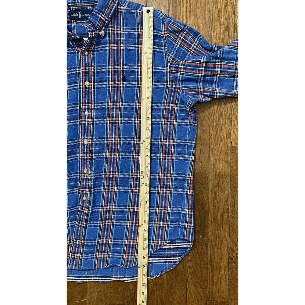 Polo Ralph Lauren Large Heavyweight Textured Cotton Plaid Work Shirt Button Down